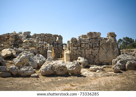 Oldest free-standing building/temple in the world. Oldest neolithic temple built thousands of years before the pyramids - Hagar Qim & Mnajdra Temples in Malta Mediterranean Sea