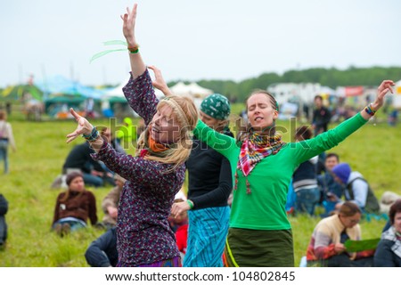 ETNOMIR, RUSSIA - JUNE 2: Unidentified people having fun on open-air international ethnic music \