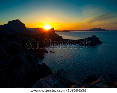 Beautiful sunrise near Novyi Svet, Crimea, Ukraine