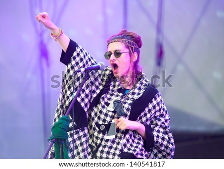 MOSCOW - MAY 25: Disco Spin Club group performs at Bosco Fresh Fest in Gorky Park on May 25, 2013 in Moscow. The mission of this festival is to find new talent and releasing them on the big stage.