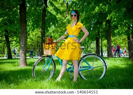 MOSCOW - MAY 19: Cyclist poses during the Day of the Uniform Bike Action on May 19, 2013 in Moscow. During this event many cyclists ride bicycles in an unusual wear and took part in the flash mobs