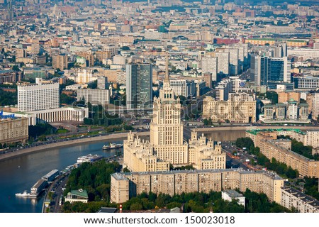 Day-time aerial view of Moscow, Russia.