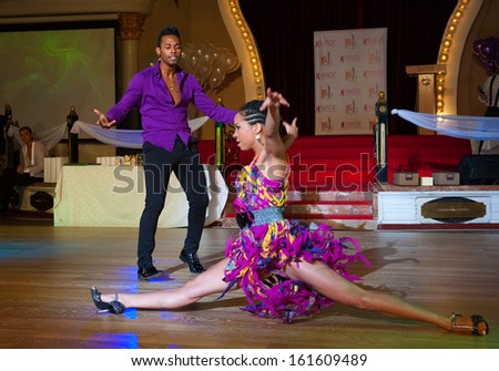 MOSCOW - OCTOBER 20: Unidentified Cuban competitors dance on the Artistic Dance Awards 2012-2013, organized by World Dance Artistic Federation on October 20, 2013, in Moscow.
