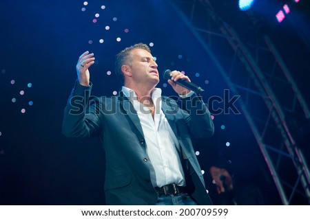 MOSCOW - JUNE 14: Russian celebrity singer Leonid Agutin performs at XI International Jazz Festival \