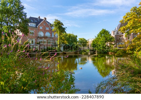 AMSTERDAM - AUGUST 26: Luxury real estate in Amsterdam, near the Vondel Park at daytime on August 26, 2014 in Amsterdam.