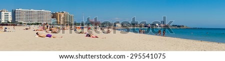 PORTO, PORTUGAL - JUNE, 16: People relax at Matosinhos beach on June 16, 2015 in Porto, Portugal