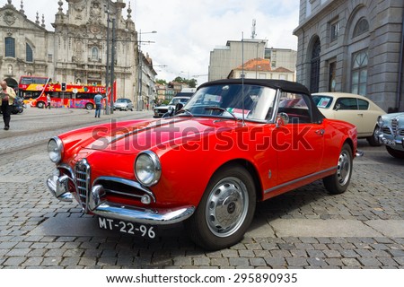 PORTO, PORTUGAL - JUNE, 14: Italian retro cars on exhibition in the old town on June 14, 2015 in Porto, Portugal