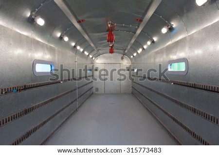 Freight empty railroad wagon interior