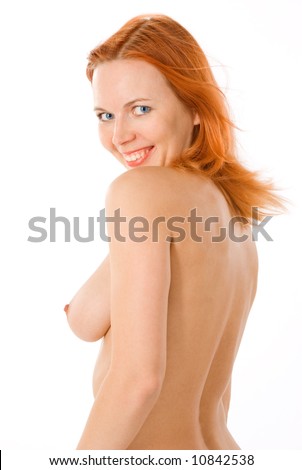 stock photo Sexy naked redhead woman in studio on white sexy naked redheads