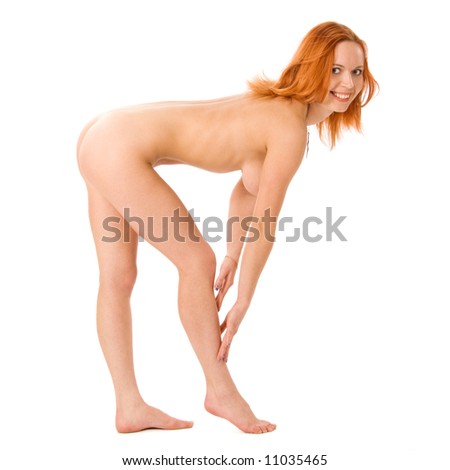 stock photo Sexy naked redhead woman in studio on white hot naked redheads