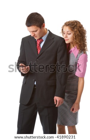 Boss and assistant. She wants to know who he calls