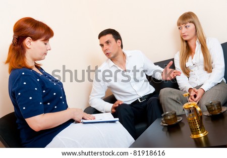 Young married couple consults at the psychologist