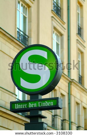 historic subway sign \'Unter den Linden\' in Berlin, shallow DOF