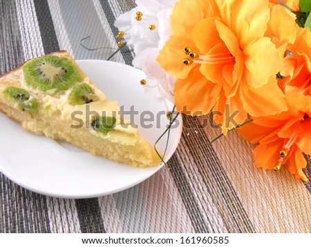 cake with fruits and flowers