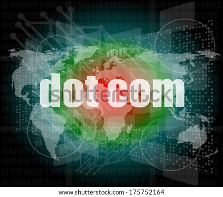 words dot com on digital screen, information technology concept