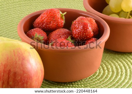 fresh fruits. strawberry, apple, grape