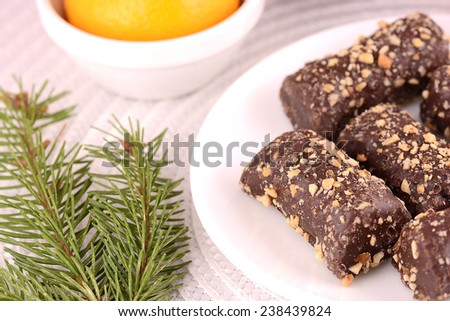 chocolate sweet candy with fruits