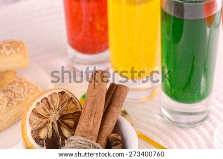 old fruits on white plate and juice