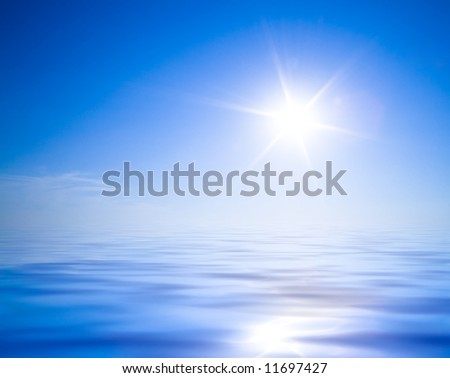 Sun, blue sky and sea