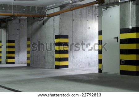 Underground garage in the basement block of flat