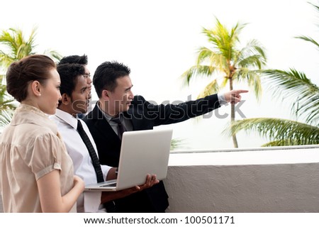 Asian Business Team in a tropical country