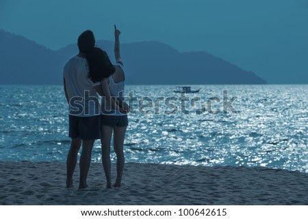 Romantic Asian Couple on the beach