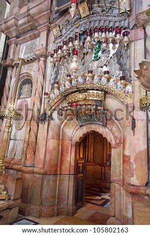 Israel. Jerusalem. Church of the Holy Sepulchre. The Tomb of Jesus Christ