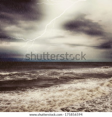 Thunder and rain in ocean