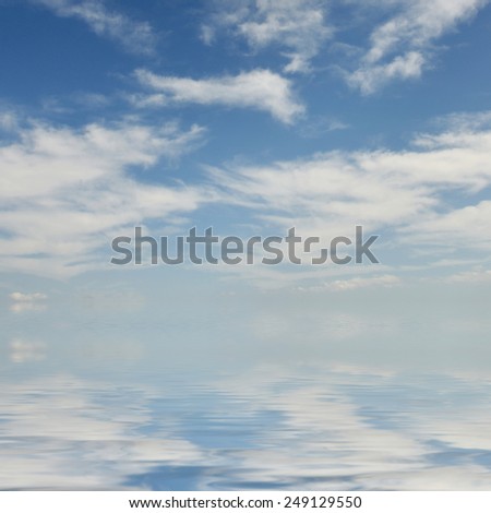 Sky with clouds reflected in water surface