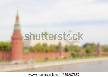 Blurred Moscow Kremlin as background