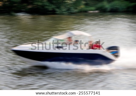 Moving boat motion abstraction background.Specially blurred photo