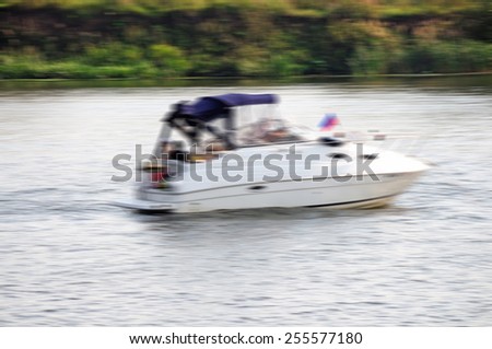 Moving boat motion abstraction background.Specially blurred photo