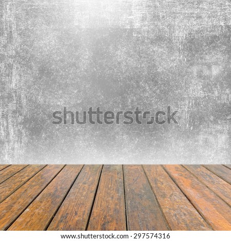 Empty old wooden deck table with abstract grunge background. Ready for product display montage
