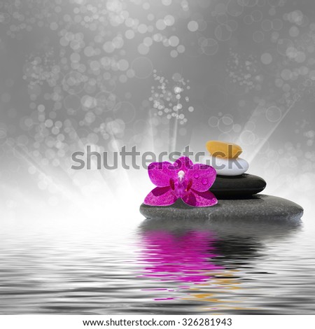 Spa stones treatment and orchid flower, zen like concepts