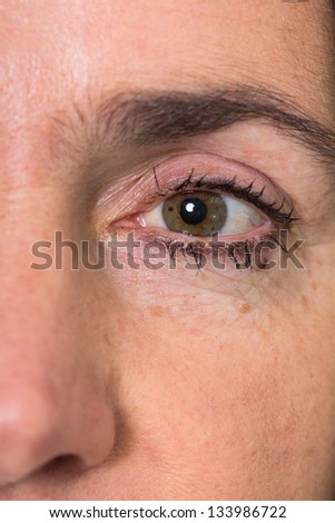 Eye of a mature woman with wrinkles