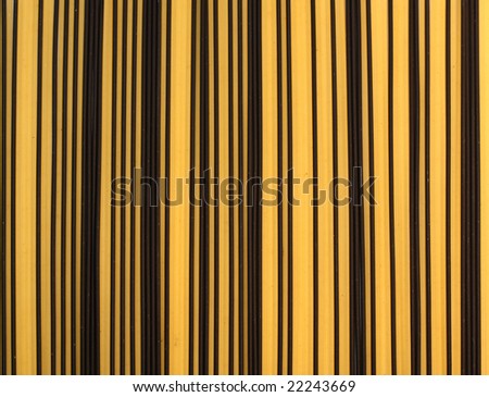 stock photo Black and yellow spaghetti lined up to form a barcode image