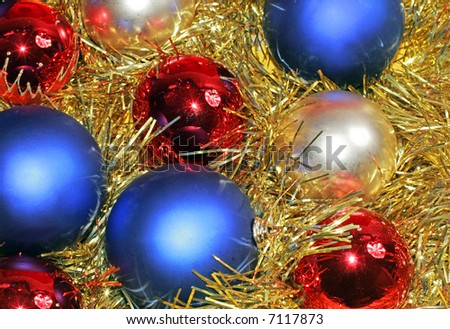 New year\'s decoration: many balls on the table