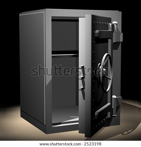 The steel safe with the open door