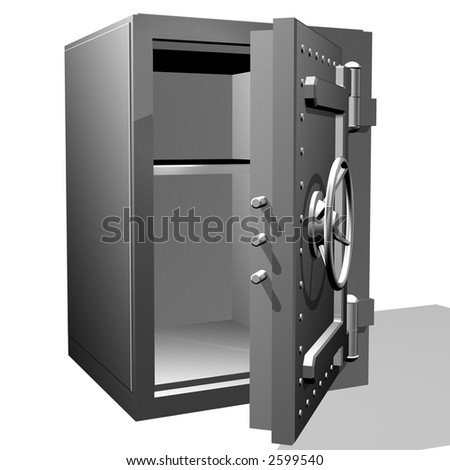 The steel safe with the open door