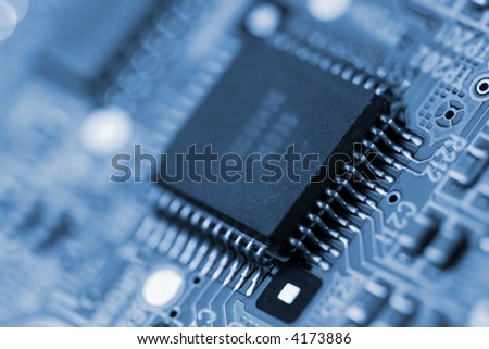 Close-up of a computer microchip