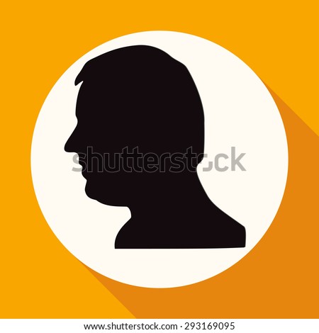 Icon Gear head on white circle with a long shadow