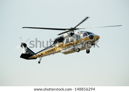 LOS ANGELES, CA. -  JUNE 29: American Heroes Air Show - L.A. County Fire - Sikorsky S-70 - on June 29, 2013 in Los Angeles, CA.