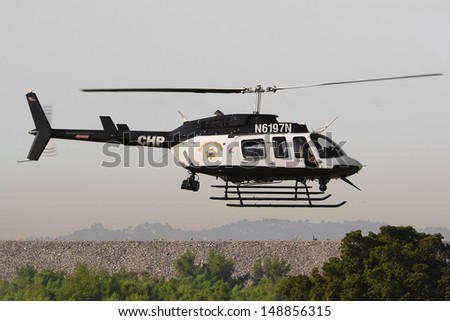 LOS ANGELES, CA. -  JUNE 29: American Heroes Air Show - California Highway Patrol - Bell 206-L4 on June 29, 2013 in Los Angeles, CA.