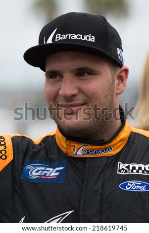 San Pedro, CA - SEP 20: Austin Dyne rally driver at the Red Bull GRC Global Ralleycross in San Pedro, CA on September 20, 2014.
