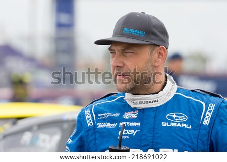 SAN PEDRO, CA - SEP 20: Sverre Isachsen rally driver at the Red Bull GRC Global Ralleycross in San Pedro, CA on September 20, 2014