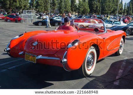 Woodland Hills, CA - October 5, 2014: Chevrolet Corvette convertible C1 at the Super Car Sunday Corvette in Woodland Hills, CA.