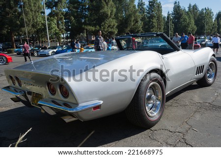 Woodland Hills, CA - October 5, 2014:  Chevrolet Corvette convertible L68 at the Super Car Sunday Corvette in Woodland Hills, CA.
