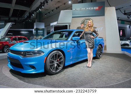 Los Angeles, CA - November 19, 2014: Dodge Charger SRT 2015 on display at the LA Auto Show