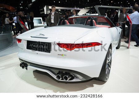 Los Angeles, CA - November 19, 2014: Jaguar F-Type convetible 2016 on display on display at the LA Auto Show