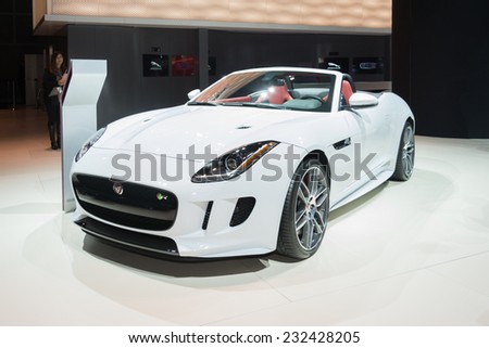 Los Angeles, CA - November 19, 2014: Jaguar F-Type convetible 2016 on display on display at the LA Auto Show
